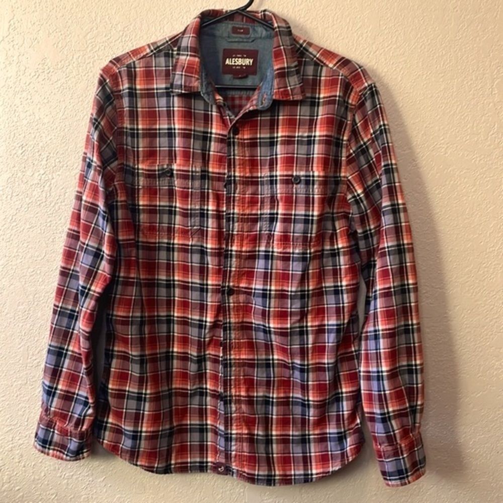 Alesbury Plaid Double Cloth Button Shirt Size M